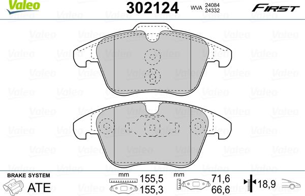 Valeo 302124 - Brake Pad Set, disc brake parts5.com