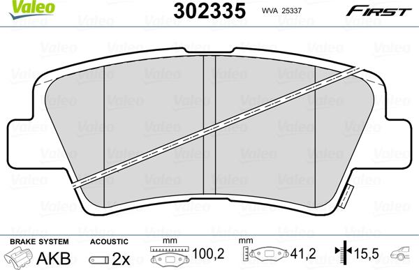 Valeo 302335 - Комплект спирачно феродо, дискови спирачки parts5.com