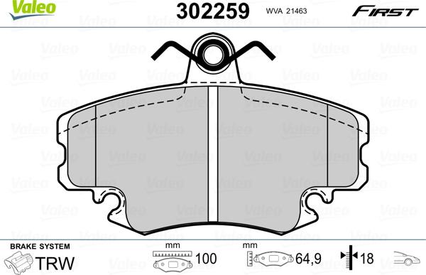 Valeo 302259 - Σετ τακάκια, δισκόφρενα parts5.com