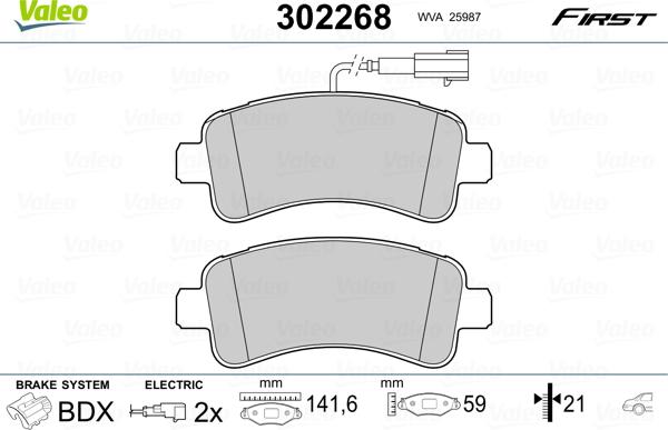 Valeo 302268 - Σετ τακάκια, δισκόφρενα parts5.com