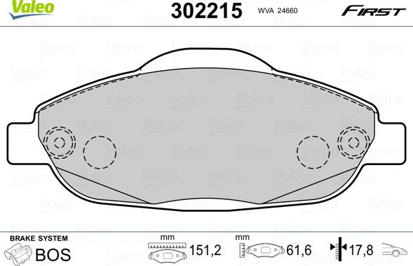 Valeo 302215 - Brake Pad Set, disc brake parts5.com