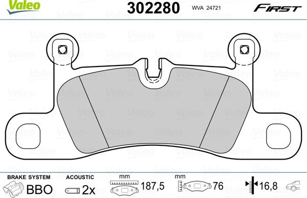 Valeo 302280 - Brake Pad Set, disc brake parts5.com