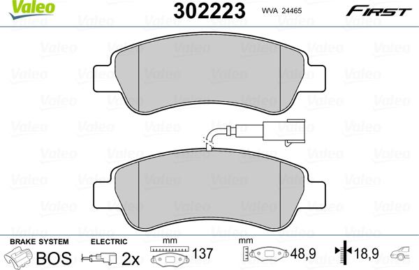 Valeo 302223 - Σετ τακάκια, δισκόφρενα parts5.com