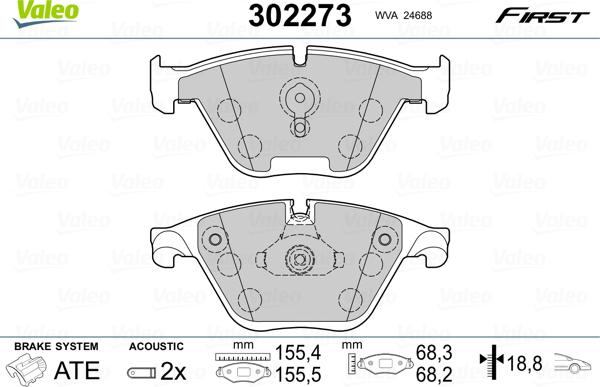 Valeo 302273 - Juego de pastillas de freno parts5.com