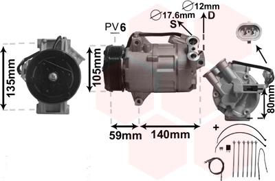 Van Wezel 3700K437 - Kompresör, klima sistemi parts5.com