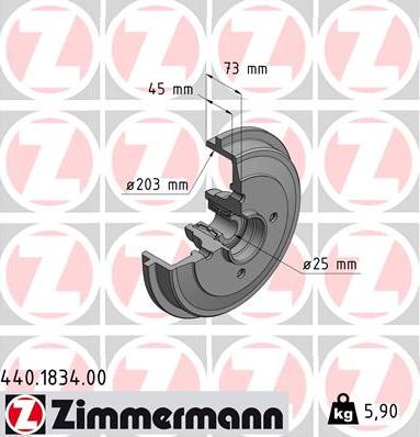 Zimmermann 440.1834.00 - Brake Drum parts5.com