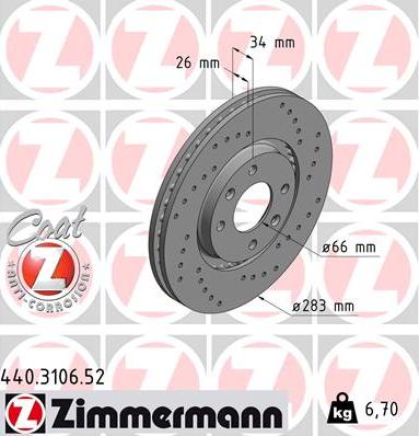 Zimmermann 440.3106.52 - Disco de freno parts5.com