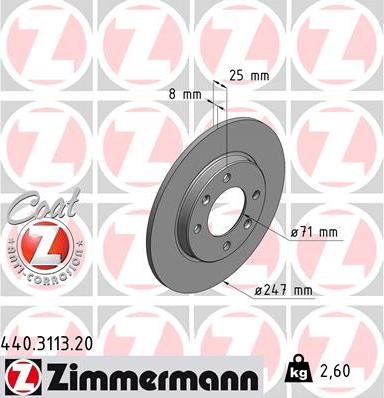 Zimmermann 440.3113.20 - Disque de frein parts5.com