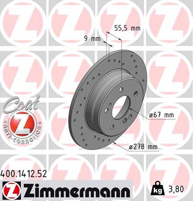 Zimmermann 400.1412.52 - Brake Disc parts5.com