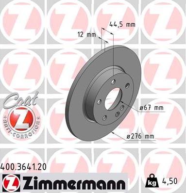 Zimmermann 400.3641.20 - Brzdový kotouč parts5.com