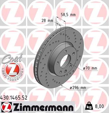 Zimmermann 430.1465.52 - Kočni disk parts5.com