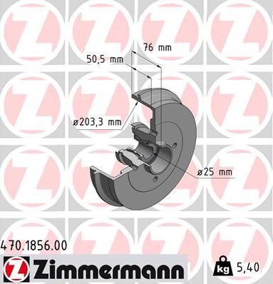 Zimmermann 470.1856.00 - Kočni bubanj parts5.com