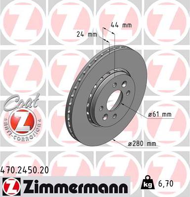 Zimmermann 470.2450.20 - Disco de freno parts5.com