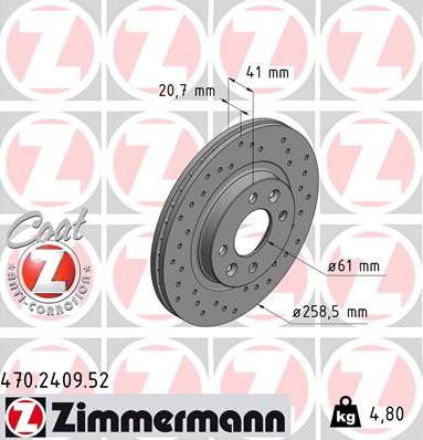 Zimmermann 470.2409.52 - Tarcza hamulcowa parts5.com