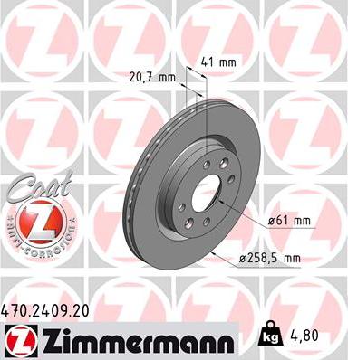 Zimmermann 470.2409.20 - Féktárcsa parts5.com