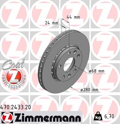 Zimmermann 470.2433.20 - Disco de freno parts5.com