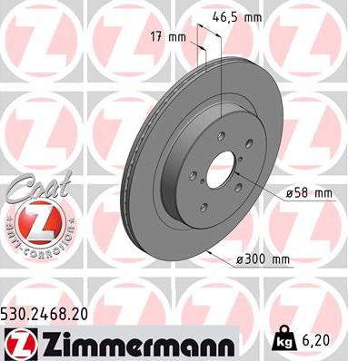 Zimmermann 530.2468.20 - Brzdový kotúč parts5.com