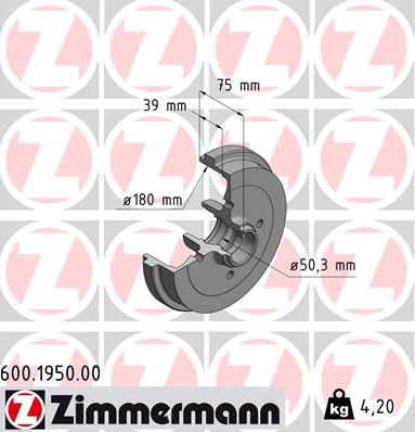 Zimmermann 600.1950.00 - Tambur frana parts5.com