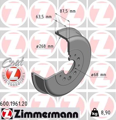 Zimmermann 600.1961.20 - Brake Drum parts5.com