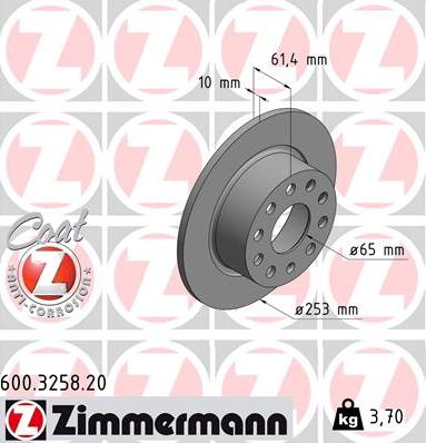 Zimmermann 600.3258.20 - Disque de frein parts5.com