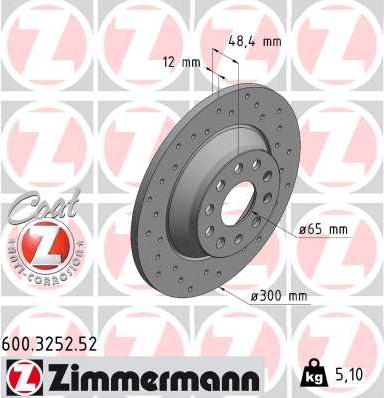 Zimmermann 600.3252.52 - Тормозной диск parts5.com