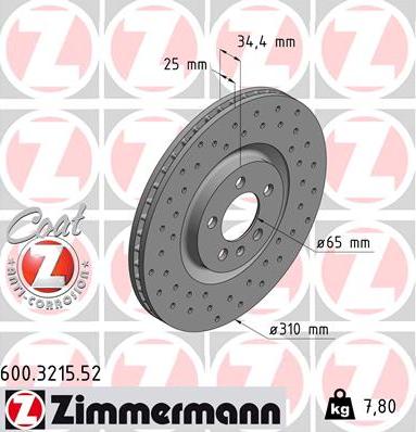 Zimmermann 600.3215.52 - Δισκόπλακα parts5.com