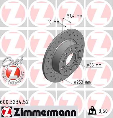 Zimmermann 600.3234.52 - Disque de frein parts5.com