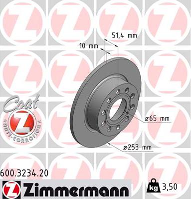 Zimmermann 600.3234.20 - Δισκόπλακα parts5.com