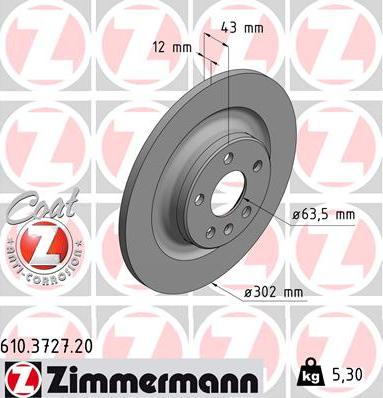 Zimmermann 610.3727.20 - Brake Disc parts5.com