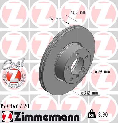 Zimmermann 150.3467.20 - Disco de freno parts5.com