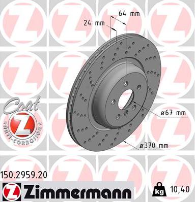 Zimmermann 150.2959.20 - Disco de freno parts5.com