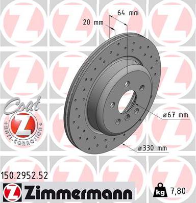 Zimmermann 150.2952.52 - Disco de freno parts5.com