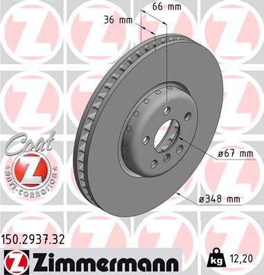 Zimmermann 150.2937.32 - Disco de freno parts5.com