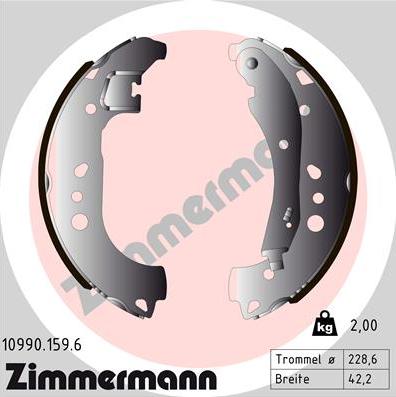 Zimmermann 10990.159.6 - Brake Shoe Set parts5.com