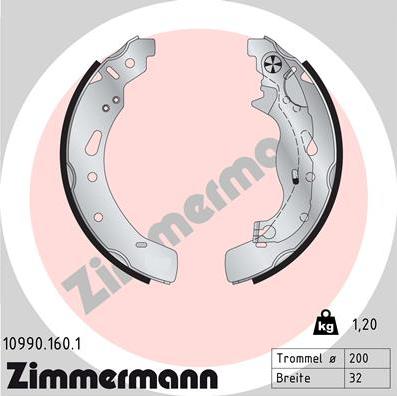 Zimmermann 10990.160.1 - Juego de zapatas de frenos parts5.com