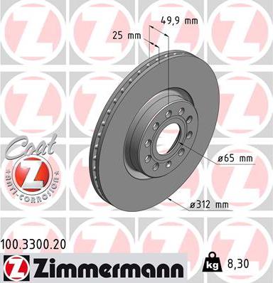 Zimmermann 100.3300.20 - Disc frana parts5.com