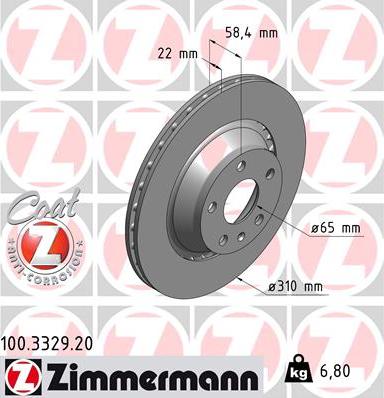 Zimmermann 100.3329.20 - Disco de freno parts5.com