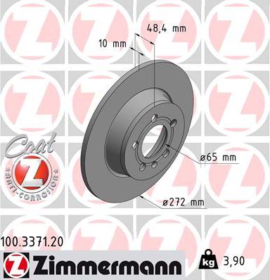 Zimmermann 100.3371.20 - Тормозной диск parts5.com