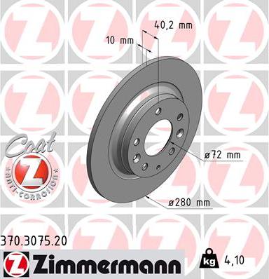 Zimmermann 370.3075.20 - Disco de freno parts5.com