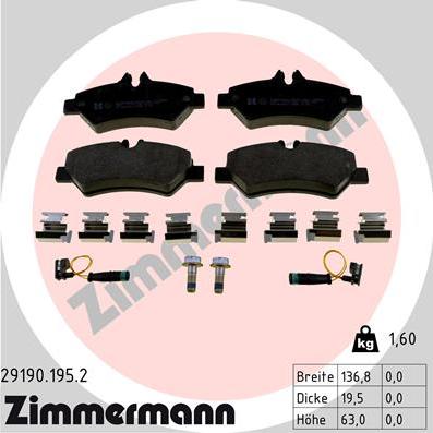 Zimmermann 29190.195.2 - Komplet pločica, disk-kočnica parts5.com