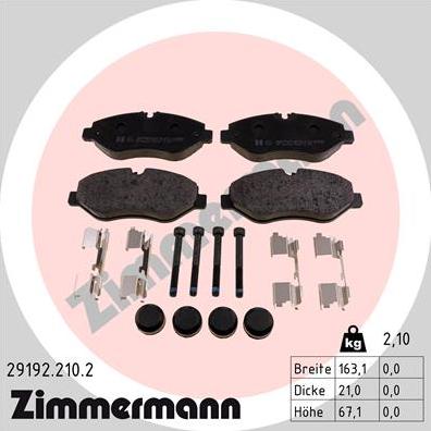 Zimmermann 29192.210.2 - Fékbetétkészlet, tárcsafék parts5.com