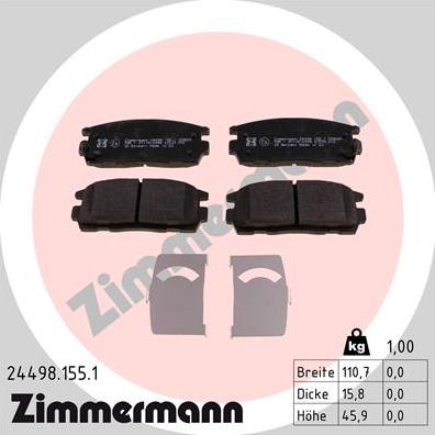 Zimmermann 24498.155.1 - Juego de pastillas de freno parts5.com