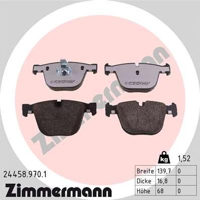 Zimmermann 24458.970.1 - Juego de pastillas de freno parts5.com