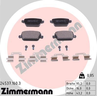 Zimmermann 24537.160.3 - Brake Pad Set, disc brake parts5.com