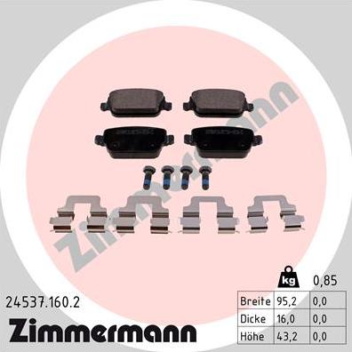 Zimmermann 24537.160.2 - Brake Pad Set, disc brake parts5.com