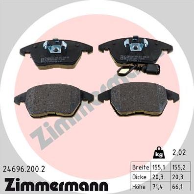 Zimmermann 24696.200.2 - Juego de pastillas de freno parts5.com