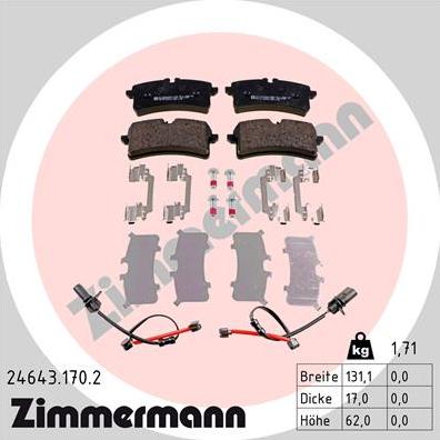 Zimmermann 24643.170.2 - Fren balata seti, diskli fren parts5.com