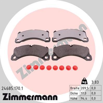 Zimmermann 24685.170.1 - Brake Pad Set, disc brake parts5.com