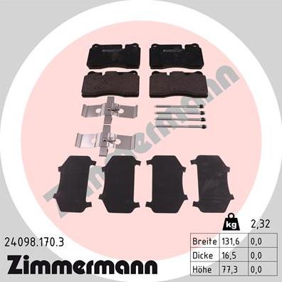 Zimmermann 24098.170.3 - Juego de pastillas de freno parts5.com