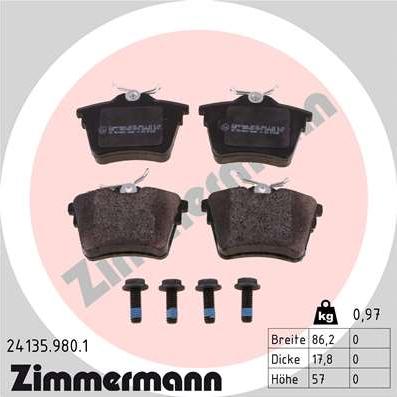 Zimmermann 24135.980.1 - Brake Pad Set, disc brake parts5.com